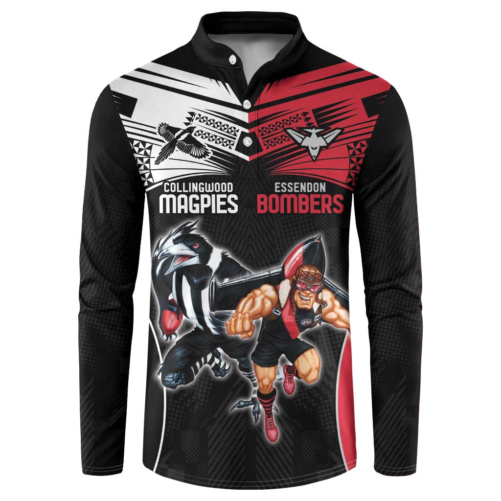 Custom Essendon and Collingwood Button Sweatshirt Together Sporty Style
