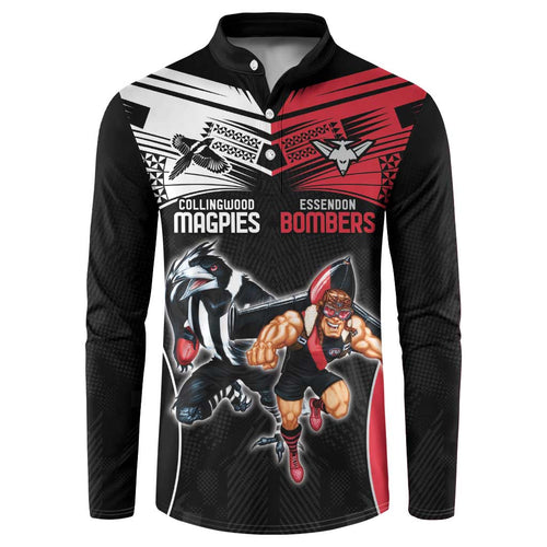 Custom Essendon and Collingwood Button Sweatshirt Together Sporty Style