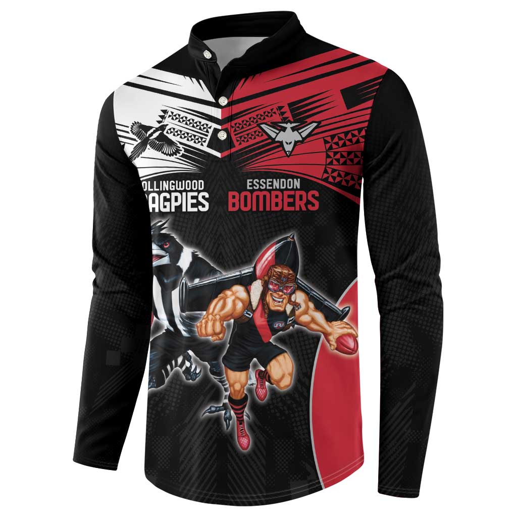 Custom Essendon and Collingwood Button Sweatshirt Together Sporty Style