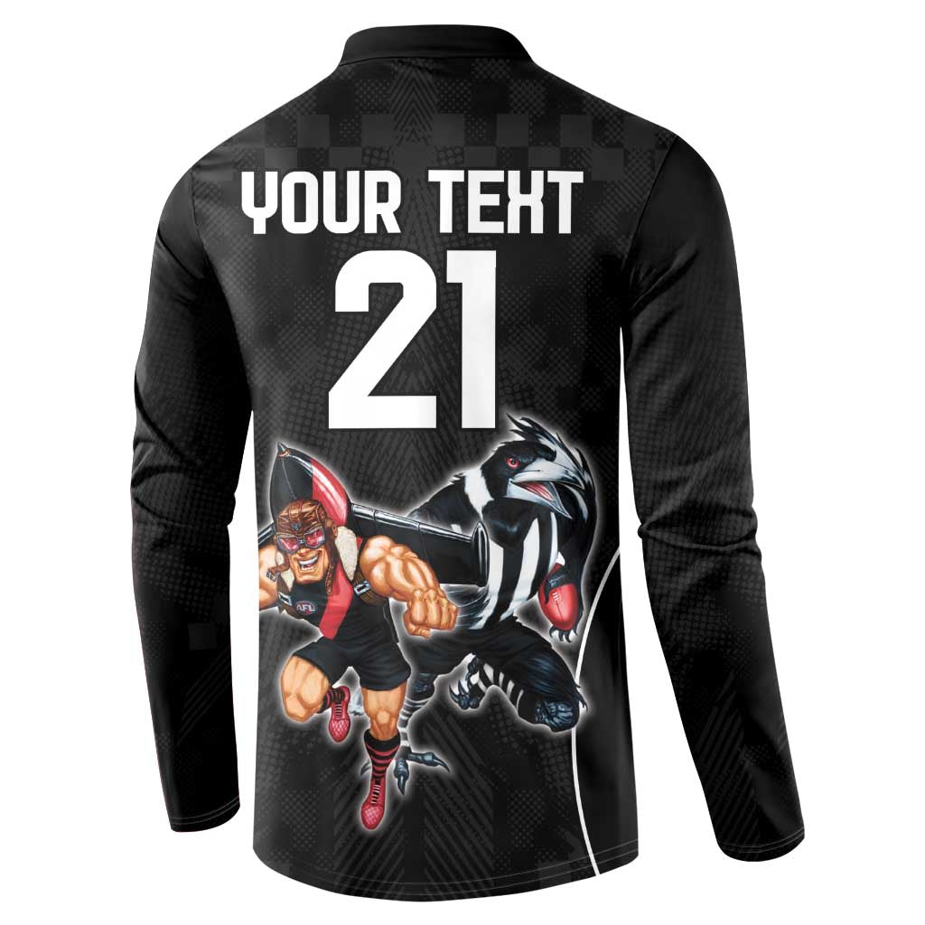 Custom Essendon and Collingwood Button Sweatshirt Together Sporty Style