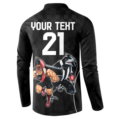 Custom Essendon and Collingwood Button Sweatshirt Together Sporty Style