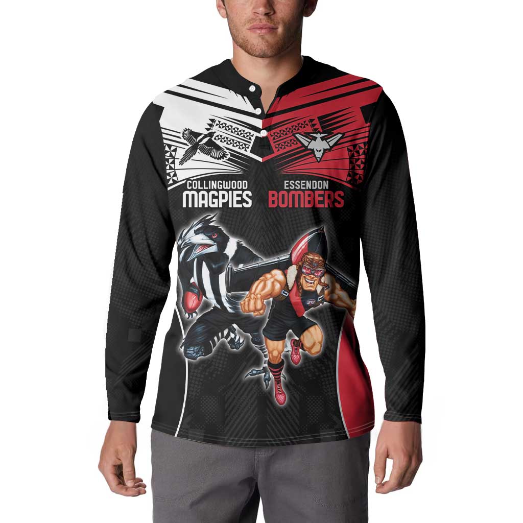 Custom Essendon and Collingwood Button Sweatshirt Together Sporty Style