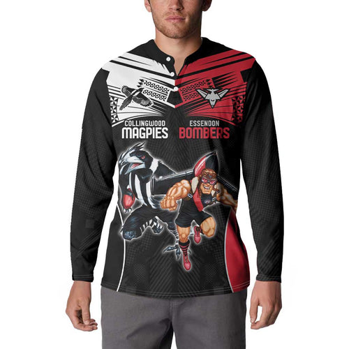 Custom Essendon and Collingwood Button Sweatshirt Together Sporty Style