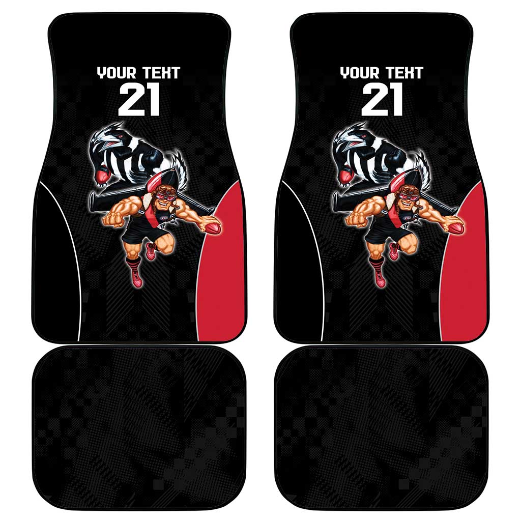 Custom Essendon and Collingwood Car Mats Together Sporty Style