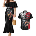 Custom Essendon and Collingwood Couples Matching Mermaid Dress and Hawaiian Shirt Together Sporty Style