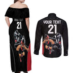 Custom Essendon and Collingwood Couples Matching Off Shoulder Maxi Dress and Long Sleeve Button Shirt Together Sporty Style