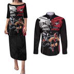 Custom Essendon and Collingwood Couples Matching Puletasi and Long Sleeve Button Shirt Together Sporty Style