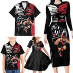 Custom Essendon and Collingwood Family Matching Long Sleeve Bodycon Dress and Hawaiian Shirt Together Sporty Style