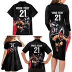 Custom Essendon and Collingwood Family Matching Long Sleeve Bodycon Dress and Hawaiian Shirt Together Sporty Style