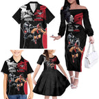 Custom Essendon and Collingwood Family Matching Off The Shoulder Long Sleeve Dress and Hawaiian Shirt Together Sporty Style
