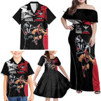 Custom Essendon and Collingwood Family Matching Off Shoulder Maxi Dress and Hawaiian Shirt Together Sporty Style
