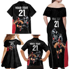Custom Essendon and Collingwood Family Matching Off Shoulder Maxi Dress and Hawaiian Shirt Together Sporty Style