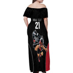 Custom Essendon and Collingwood Family Matching Off Shoulder Maxi Dress and Hawaiian Shirt Together Sporty Style