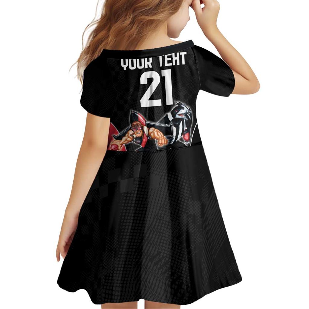 Custom Essendon and Collingwood Family Matching Off Shoulder Short Dress and Hawaiian Shirt Together Sporty Style