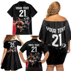 Custom Essendon and Collingwood Family Matching Off Shoulder Short Dress and Hawaiian Shirt Together Sporty Style