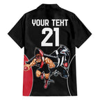Custom Essendon and Collingwood Family Matching Off Shoulder Short Dress and Hawaiian Shirt Together Sporty Style