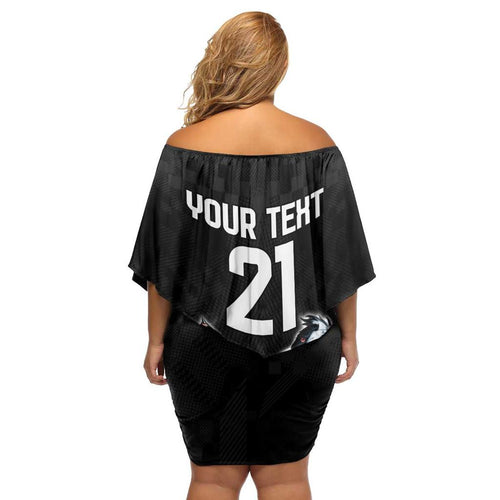 Custom Essendon and Collingwood Family Matching Off Shoulder Short Dress and Hawaiian Shirt Together Sporty Style