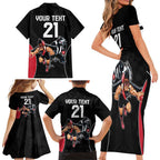 Custom Essendon and Collingwood Family Matching Short Sleeve Bodycon Dress and Hawaiian Shirt Together Sporty Style