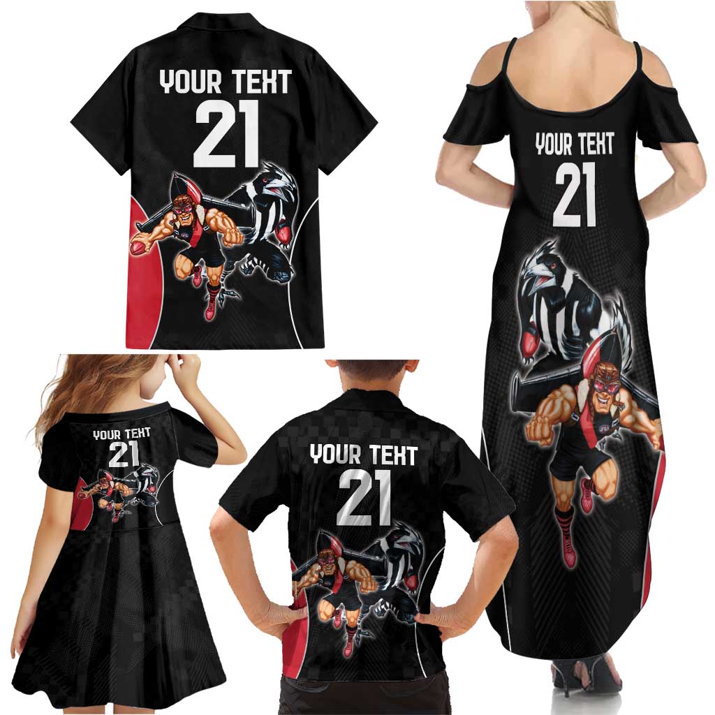Custom Essendon and Collingwood Family Matching Summer Maxi Dress and Hawaiian Shirt Together Sporty Style