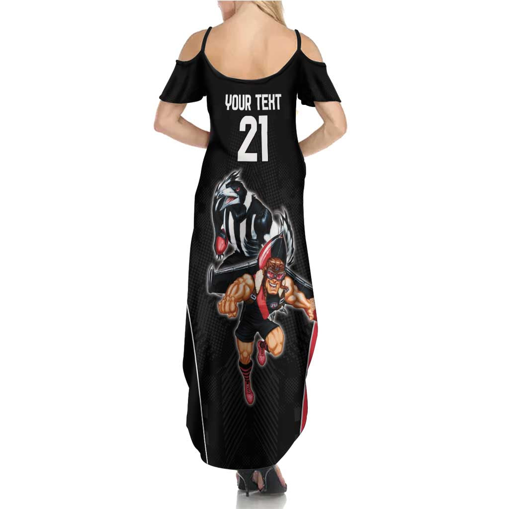Custom Essendon and Collingwood Family Matching Summer Maxi Dress and Hawaiian Shirt Together Sporty Style