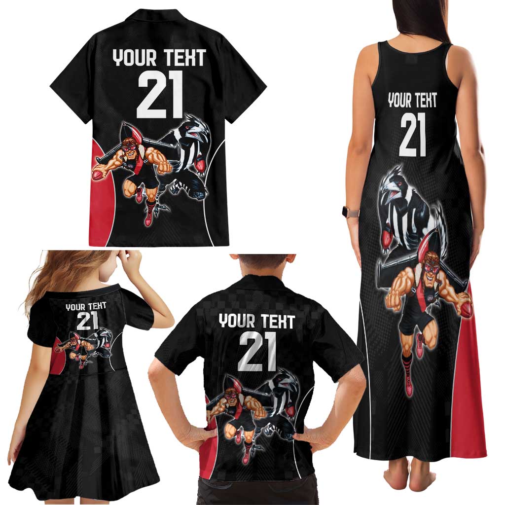 Custom Essendon and Collingwood Family Matching Tank Maxi Dress and Hawaiian Shirt Together Sporty Style