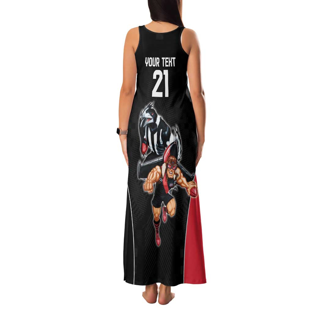 Custom Essendon and Collingwood Family Matching Tank Maxi Dress and Hawaiian Shirt Together Sporty Style