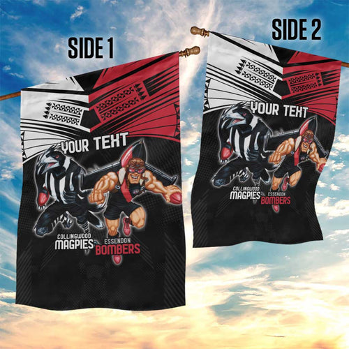 Custom Essendon and Collingwood Garden Flag Together Sporty Style