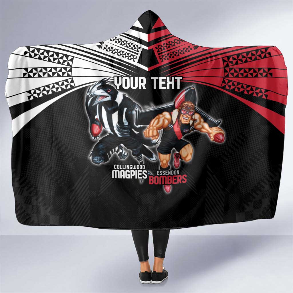 Custom Essendon and Collingwood Hooded Blanket Together Sporty Style