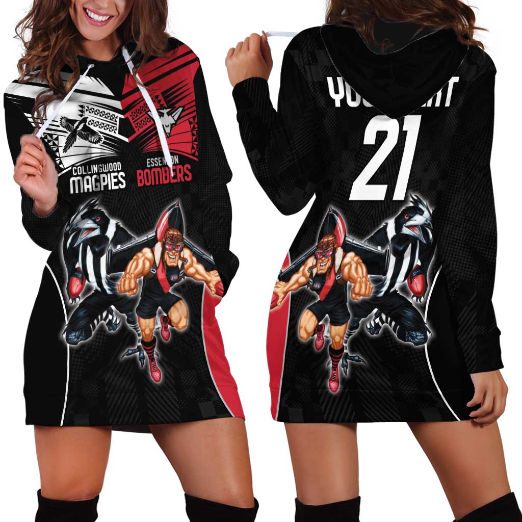 Custom Essendon and Collingwood Hoodie Dress Together Sporty Style