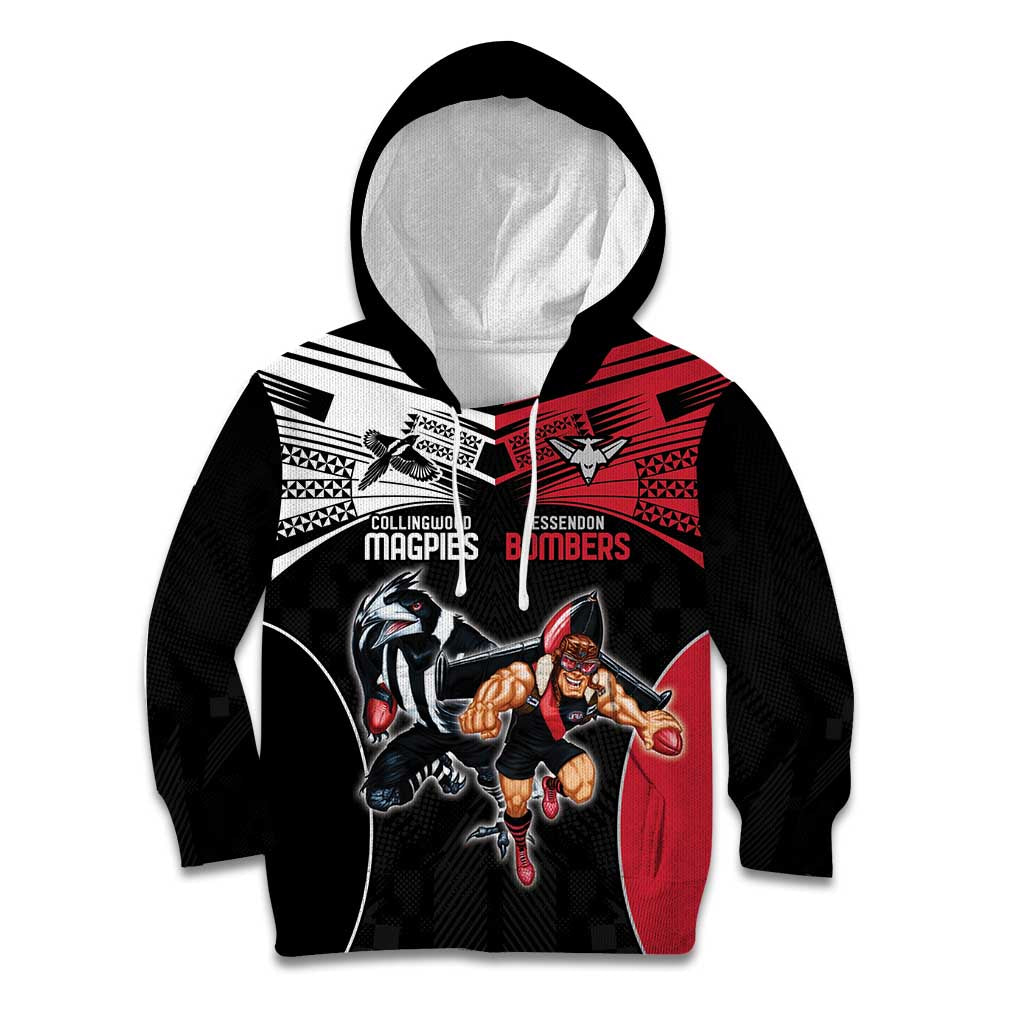 Custom Essendon and Collingwood Kid Hoodie Together Sporty Style
