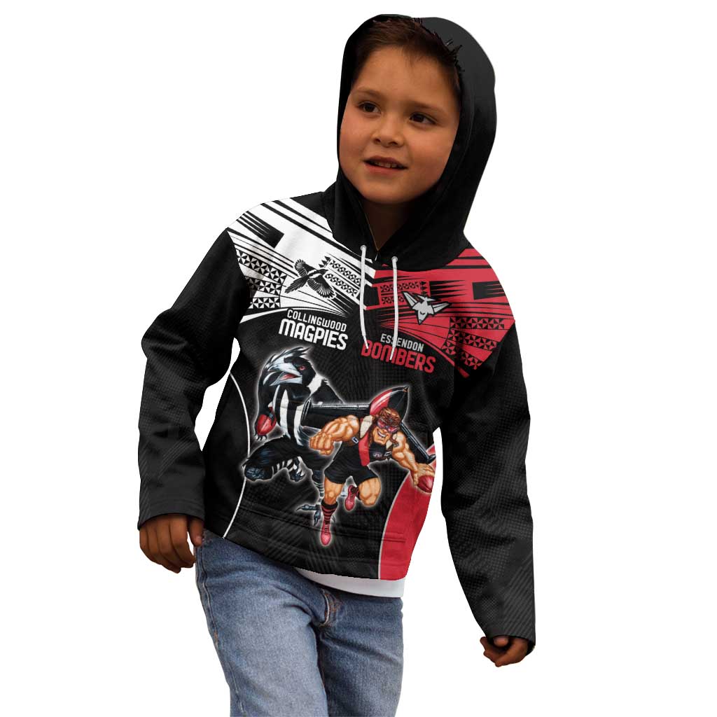 Custom Essendon and Collingwood Kid Hoodie Together Sporty Style