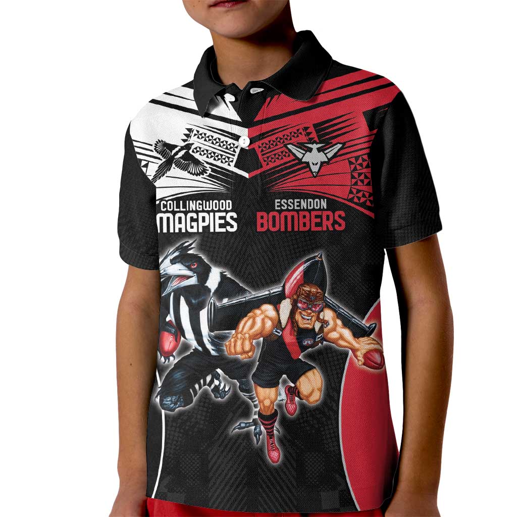 Custom Essendon and Collingwood Kid Polo Shirt Together Sporty Style