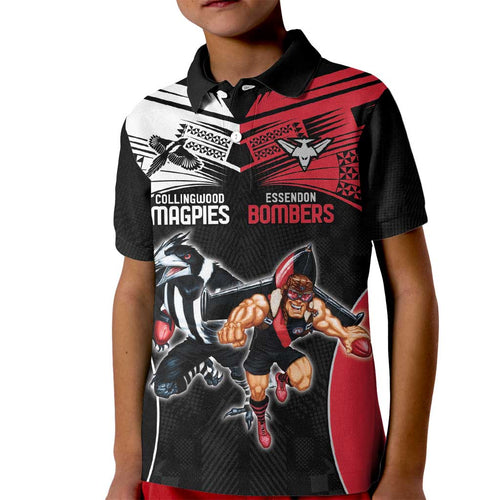 Custom Essendon and Collingwood Kid Polo Shirt Together Sporty Style