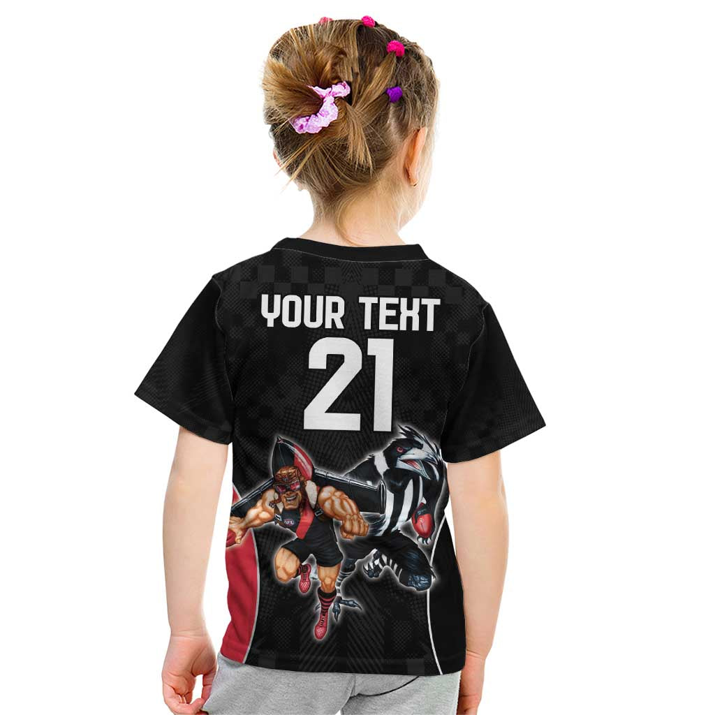 Custom Essendon and Collingwood Kid T Shirt Together Sporty Style