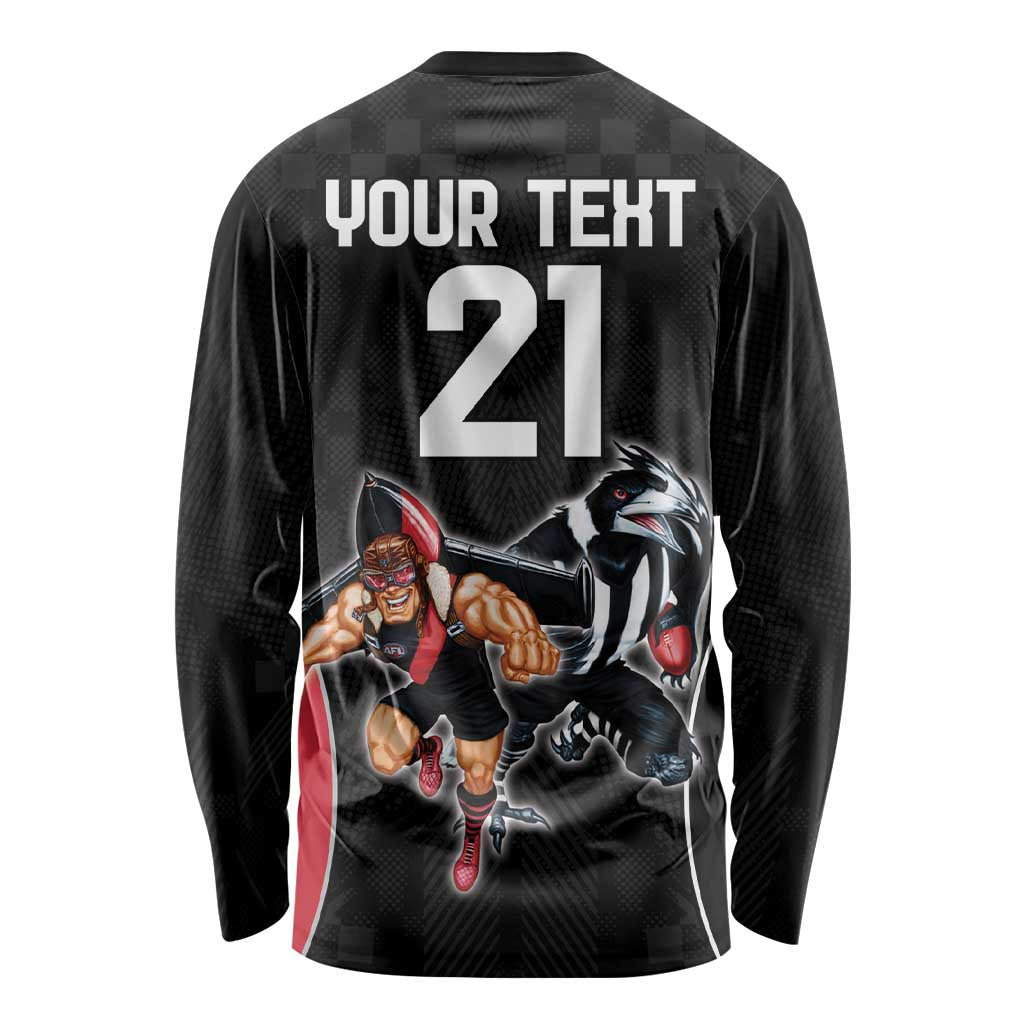 Custom Essendon and Collingwood Long Sleeve Shirt Together Sporty Style