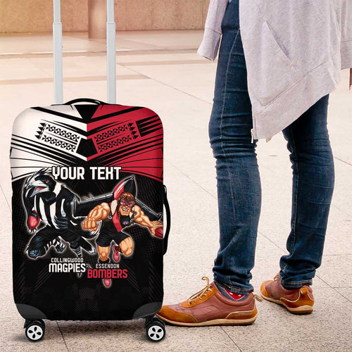 Custom Essendon and Collingwood Luggage Cover Together Sporty Style