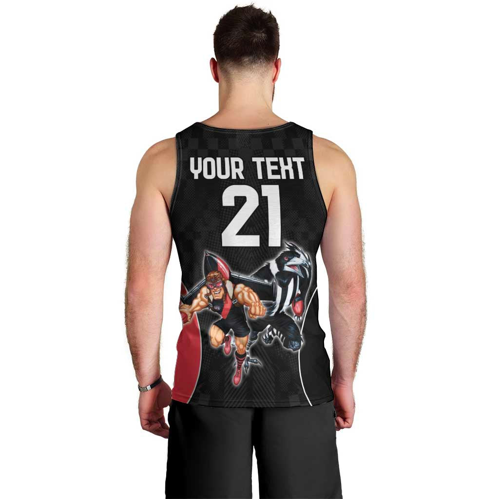 Custom Essendon and Collingwood Men Tank Top Together Sporty Style
