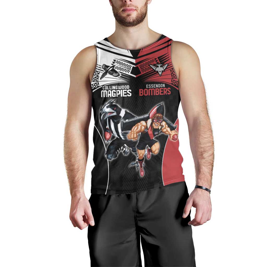 Custom Essendon and Collingwood Men Tank Top Together Sporty Style