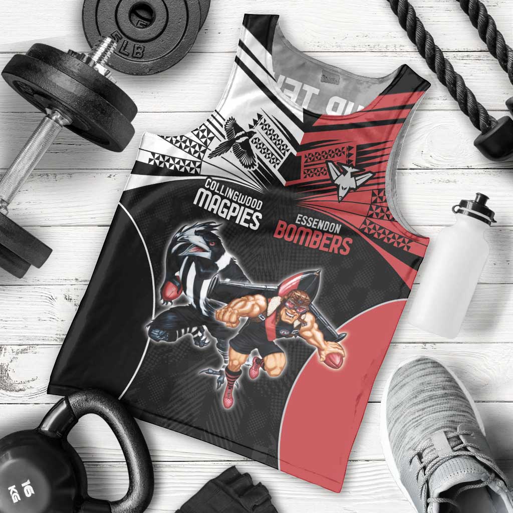 Custom Essendon and Collingwood Men Tank Top Together Sporty Style