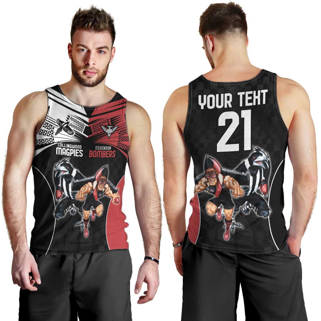Custom Essendon and Collingwood Men Tank Top Together Sporty Style