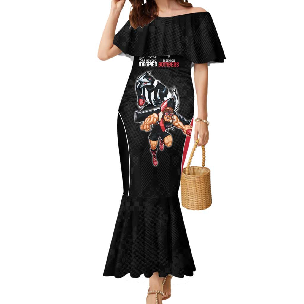 Custom Essendon and Collingwood Mermaid Dress Together Sporty Style
