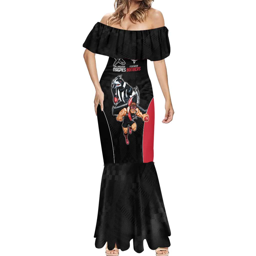 Custom Essendon and Collingwood Mermaid Dress Together Sporty Style