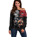 Custom Essendon and Collingwood Off Shoulder Sweater Together Sporty Style