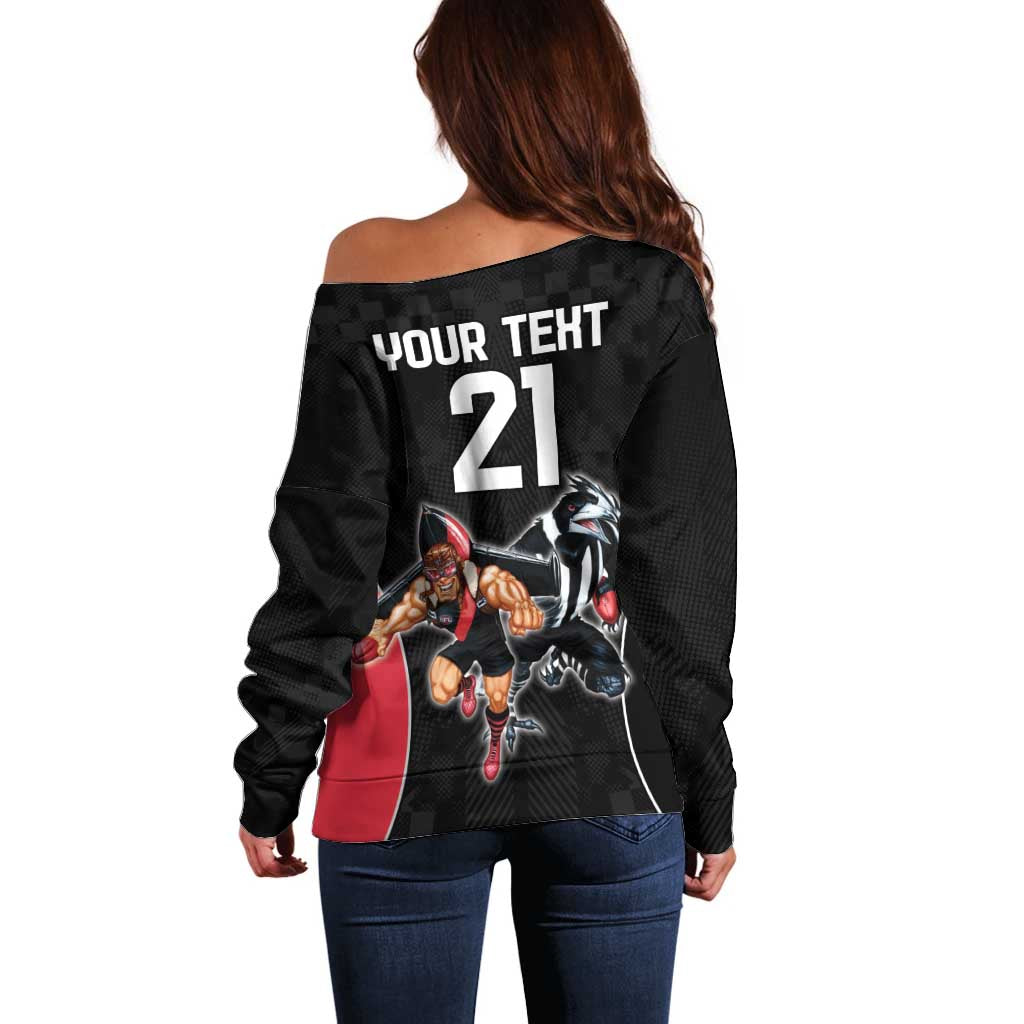 Custom Essendon and Collingwood Off Shoulder Sweater Together Sporty Style