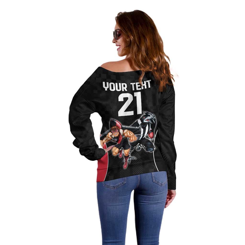 Custom Essendon and Collingwood Off Shoulder Sweater Together Sporty Style