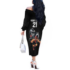 Custom Essendon and Collingwood Off The Shoulder Long Sleeve Dress Together Sporty Style