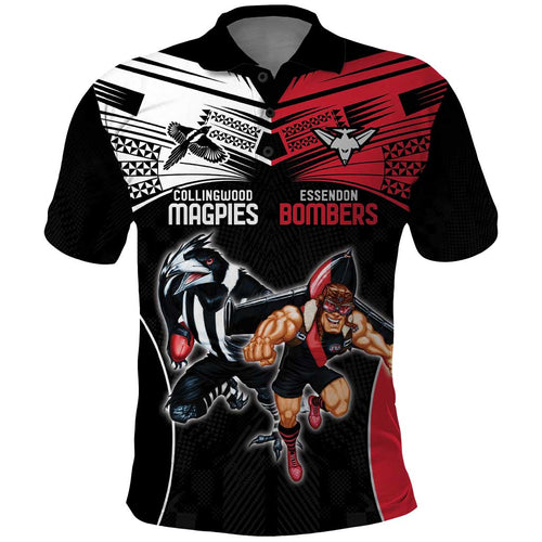 Custom Essendon and Collingwood Polo Shirt Together Sporty Style