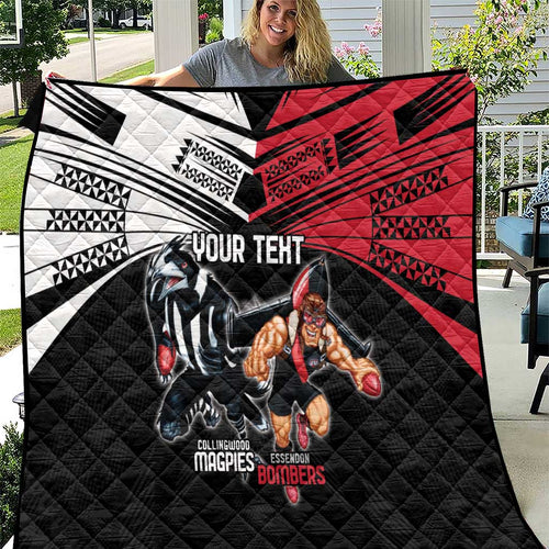 Custom Essendon and Collingwood Quilt Together Sporty Style