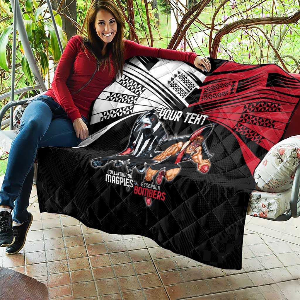 Custom Essendon and Collingwood Quilt Together Sporty Style