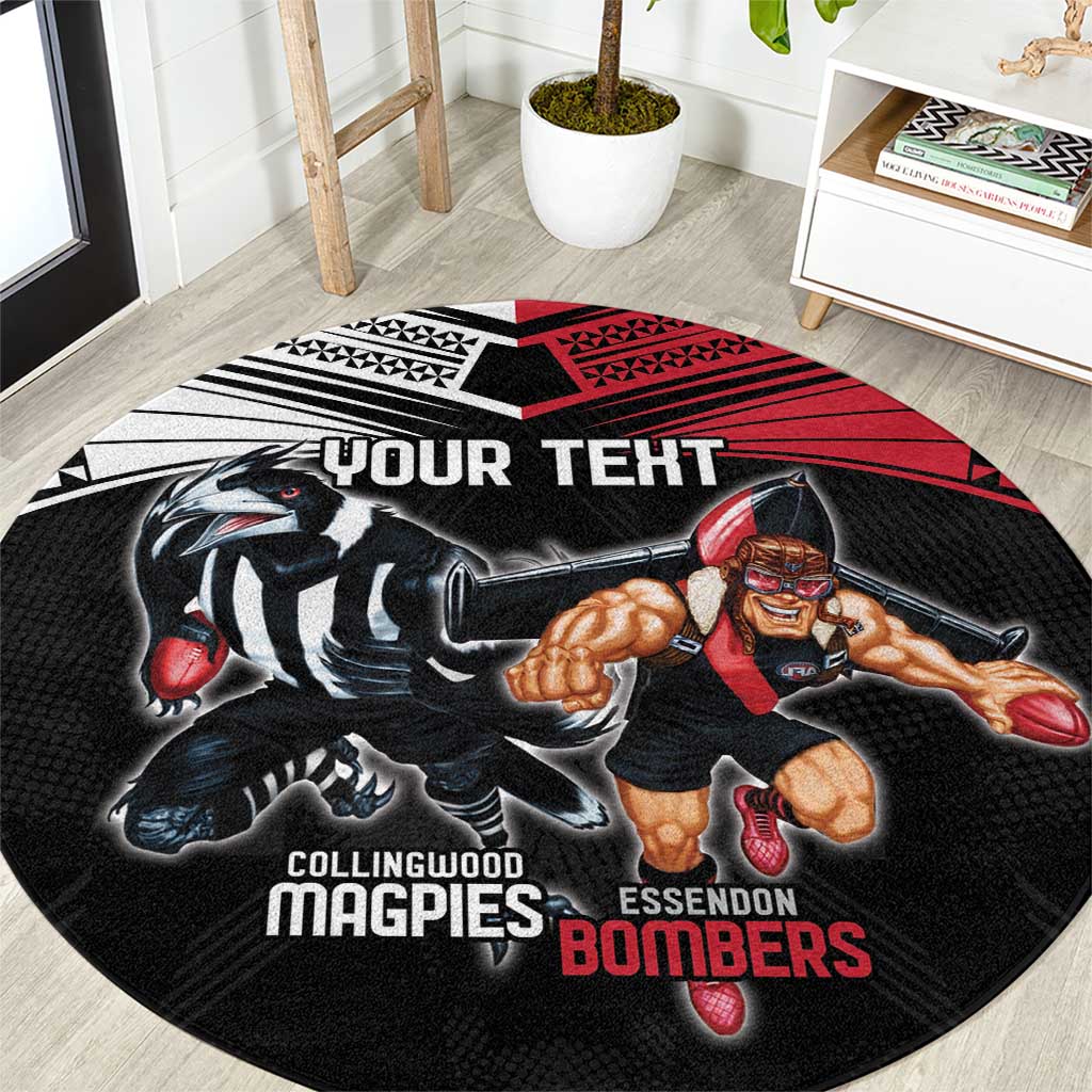 Custom Essendon and Collingwood Round Carpet Together Sporty Style